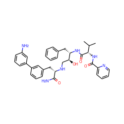CC(C)[C@H](NC(=O)c1ccccn1)C(=O)N[C@@H](Cc1ccccc1)[C@@H](O)CN[C@@H](Cc1cccc(-c2cccc(N)c2)c1)C(N)=O ZINC000014945946