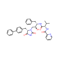 CC(C)[C@H](NC(=O)c1ccccn1)C(=O)N[C@@H](Cc1ccccc1)[C@@H](O)CN1C(=O)NC(=O)[C@@H]1Cc1ccc(-c2ccccc2)cc1 ZINC000027862101