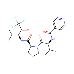 CC(C)[C@H](NC(=O)c1ccncc1)C(=O)N1CCC[C@H]1C(=O)N[C@H](C(=O)C(F)(F)F)C(C)C ZINC000013762517