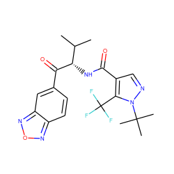 CC(C)[C@H](NC(=O)c1cnn(C(C)(C)C)c1C(F)(F)F)C(=O)c1ccc2nonc2c1 ZINC000084713798