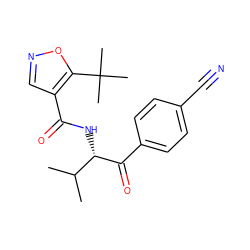 CC(C)[C@H](NC(=O)c1cnoc1C(C)(C)C)C(=O)c1ccc(C#N)cc1 ZINC000084706270