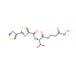 CC(C)[C@H](NC(=O)c1csc(-c2cscn2)n1)C(=O)NCCC(=O)NO ZINC000147351683