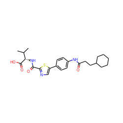 CC(C)[C@H](NC(=O)c1ncc(-c2ccc(NC(=O)CCC3CCCCC3)cc2)s1)C(=O)O ZINC000096272770