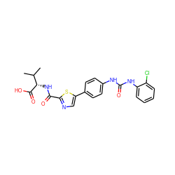 CC(C)[C@H](NC(=O)c1ncc(-c2ccc(NC(=O)Nc3ccccc3Cl)cc2)s1)C(=O)O ZINC000068267518