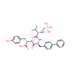 CC(C)[C@H](NCP(=O)(O)O)C(=O)N[C@@H](Cc1ccc(-c2ccccc2)cc1)C(=O)N[C@@H](Cc1ccc(O)cc1)C(=O)O ZINC000026657451