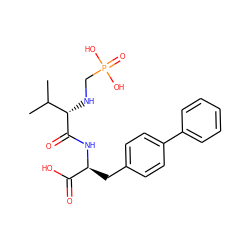 CC(C)[C@H](NCP(=O)(O)O)C(=O)N[C@@H](Cc1ccc(-c2ccccc2)cc1)C(=O)O ZINC000001540174