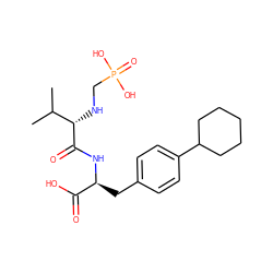 CC(C)[C@H](NCP(=O)(O)O)C(=O)N[C@@H](Cc1ccc(C2CCCCC2)cc1)C(=O)O ZINC000026654461