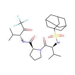 CC(C)[C@H](NS(=O)(=O)C12CC3CC(CC(C3)C1)C2)C(=O)N1CCC[C@H]1C(=O)N[C@@H](C(=O)C(F)(F)F)C(C)C ZINC000029559193