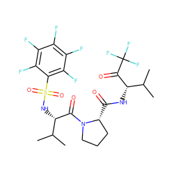 CC(C)[C@H](NS(=O)(=O)c1c(F)c(F)c(F)c(F)c1F)C(=O)N1CCC[C@H]1C(=O)N[C@H](C(=O)C(F)(F)F)C(C)C ZINC000036241845