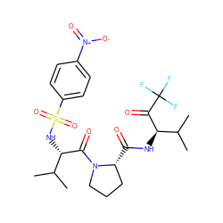 CC(C)[C@H](NS(=O)(=O)c1ccc([N+](=O)[O-])cc1)C(=O)N1CCC[C@H]1C(=O)N[C@@H](C(=O)C(F)(F)F)C(C)C ZINC000029556479
