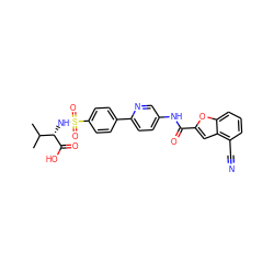 CC(C)[C@H](NS(=O)(=O)c1ccc(-c2ccc(NC(=O)c3cc4c(C#N)cccc4o3)cn2)cc1)C(=O)O ZINC000043069774