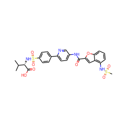 CC(C)[C@H](NS(=O)(=O)c1ccc(-c2ccc(NC(=O)c3cc4c(NS(C)(=O)=O)cccc4o3)cn2)cc1)C(=O)O ZINC000043017079