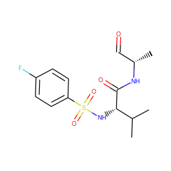 CC(C)[C@H](NS(=O)(=O)c1ccc(F)cc1)C(=O)N[C@@H](C)C=O ZINC000013493511