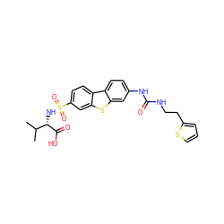 CC(C)[C@H](NS(=O)(=O)c1ccc2c(c1)sc1cc(NC(=O)NCCc3cccs3)ccc12)C(=O)O ZINC000043122492