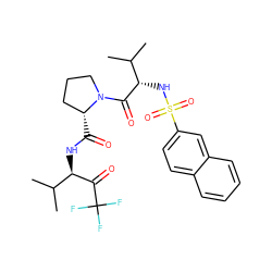 CC(C)[C@H](NS(=O)(=O)c1ccc2ccccc2c1)C(=O)N1CCC[C@H]1C(=O)N[C@@H](C(=O)C(F)(F)F)C(C)C ZINC000029551167