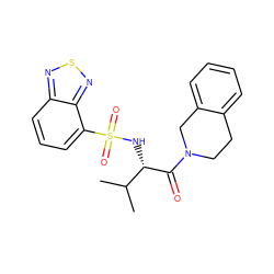 CC(C)[C@H](NS(=O)(=O)c1cccc2nsnc12)C(=O)N1CCc2ccccc2C1 ZINC000004076724