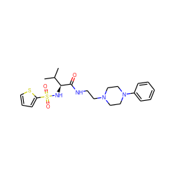 CC(C)[C@H](NS(=O)(=O)c1cccs1)C(=O)NCCN1CCN(c2ccccc2)CC1 ZINC000059833484