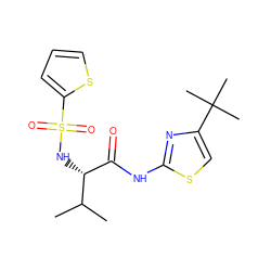 CC(C)[C@H](NS(=O)(=O)c1cccs1)C(=O)Nc1nc(C(C)(C)C)cs1 ZINC000004879959