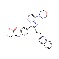 CC(C)[C@H](Nc1ccc(-c2c(/C=C/c3ccc4ccccc4n3)nc3c(N4CCOCC4)ccnn23)cc1)C(=O)O ZINC001772576355