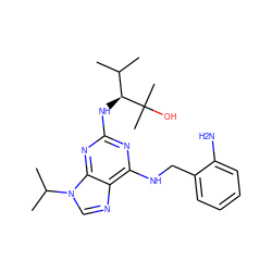 CC(C)[C@H](Nc1nc(NCc2ccccc2N)c2ncn(C(C)C)c2n1)C(C)(C)O ZINC000095603482