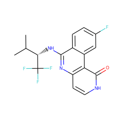 CC(C)[C@H](Nc1nc2cc[nH]c(=O)c2c2cc(F)ccc12)C(F)(F)F ZINC000064560444