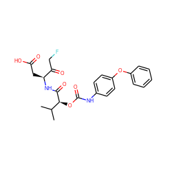 CC(C)[C@H](OC(=O)Nc1ccc(Oc2ccccc2)cc1)C(=O)N[C@@H](CC(=O)O)C(=O)CF ZINC000028135179