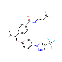 CC(C)[C@H](Oc1ccc(-n2cc(C(F)(F)F)cn2)cc1)c1ccc(C(=O)NCCC(=O)O)cc1 ZINC000096269709