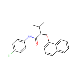 CC(C)[C@H](Oc1cccc2ccccc12)C(=O)Nc1ccc(Cl)cc1 ZINC000042920119