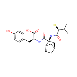 CC(C)[C@H](S)C(=O)N[C@@]1(C(=O)N[C@@H](Cc2ccc(O)cc2)C(=O)O)C[C@H]2CC[C@H]1C2 ZINC000253637135