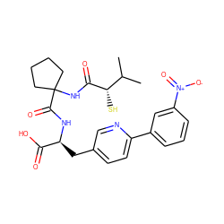 CC(C)[C@H](S)C(=O)NC1(C(=O)N[C@@H](Cc2ccc(-c3cccc([N+](=O)[O-])c3)nc2)C(=O)O)CCCC1 ZINC000013859929