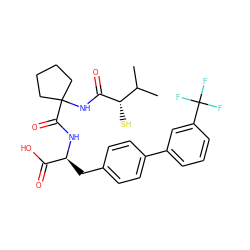 CC(C)[C@H](S)C(=O)NC1(C(=O)N[C@@H](Cc2ccc(-c3cccc(C(F)(F)F)c3)cc2)C(=O)O)CCCC1 ZINC000027209410