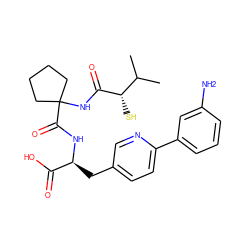 CC(C)[C@H](S)C(=O)NC1(C(=O)N[C@@H](Cc2ccc(-c3cccc(N)c3)nc2)C(=O)O)CCCC1 ZINC000013859927