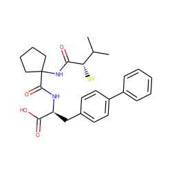 CC(C)[C@H](S)C(=O)NC1(C(=O)N[C@@H](Cc2ccc(-c3ccccc3)cc2)C(=O)O)CCCC1 ZINC000013745113