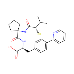 CC(C)[C@H](S)C(=O)NC1(C(=O)N[C@@H](Cc2ccc(-c3ccccn3)cc2)C(=O)O)CCCC1 ZINC000027208792