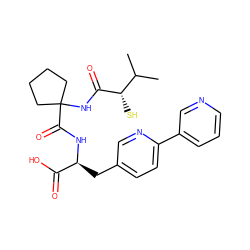 CC(C)[C@H](S)C(=O)NC1(C(=O)N[C@@H](Cc2ccc(-c3cccnc3)nc2)C(=O)O)CCCC1 ZINC000013859923