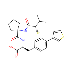 CC(C)[C@H](S)C(=O)NC1(C(=O)N[C@@H](Cc2ccc(-c3ccsc3)cc2)C(=O)O)CCCC1 ZINC000027211770