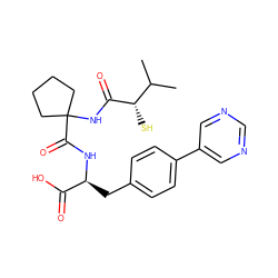 CC(C)[C@H](S)C(=O)NC1(C(=O)N[C@@H](Cc2ccc(-c3cncnc3)cc2)C(=O)O)CCCC1 ZINC000003820928