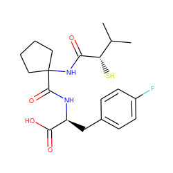 CC(C)[C@H](S)C(=O)NC1(C(=O)N[C@@H](Cc2ccc(F)cc2)C(=O)O)CCCC1 ZINC000013745098