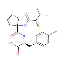 CC(C)[C@H](S)C(=O)NC1(C(=O)N[C@@H](Cc2ccc(O)cc2)C(=O)O)CCCC1 ZINC000001541992