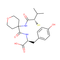 CC(C)[C@H](S)C(=O)NC1(C(=O)N[C@@H](Cc2ccc(O)cc2)C(=O)O)CCOCC1 ZINC000013745087