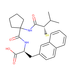 CC(C)[C@H](S)C(=O)NC1(C(=O)N[C@@H](Cc2ccc3ccccc3c2)C(=O)O)CCCC1 ZINC000027207053