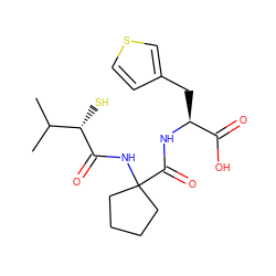 CC(C)[C@H](S)C(=O)NC1(C(=O)N[C@@H](Cc2ccsc2)C(=O)O)CCCC1 ZINC000013745102