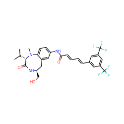 CC(C)[C@H]1C(=O)N[C@H](CO)Cc2cc(NC(=O)/C=C/C=C/c3cc(C(F)(F)F)cc(C(F)(F)F)c3)ccc2N1C ZINC000027205664