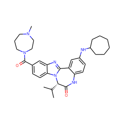 CC(C)[C@H]1C(=O)Nc2ccc(NC3CCCCCC3)cc2-c2nc3cc(C(=O)N4CCCN(C)CC4)ccc3n21 ZINC000043131891