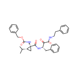 CC(C)[C@H]1C[C@]1(NC(=O)OCc1ccccc1)C(=O)N[C@@H](Cc1ccccc1)C(=O)C(=O)NCCc1ccccc1 ZINC000026502633