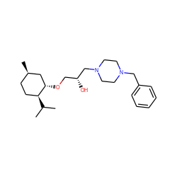 CC(C)[C@H]1CC[C@@H](C)C[C@@H]1OC[C@@H](O)CN1CCN(Cc2ccccc2)CC1 ZINC000019770981