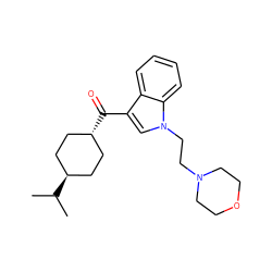 CC(C)[C@H]1CC[C@H](C(=O)c2cn(CCN3CCOCC3)c3ccccc23)CC1 ZINC000253672982