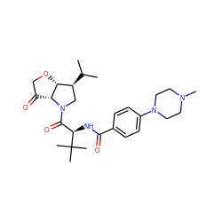 CC(C)[C@H]1CN(C(=O)[C@@H](NC(=O)c2ccc(N3CCN(C)CC3)cc2)C(C)(C)C)[C@@H]2C(=O)CO[C@H]12 ZINC000096170026