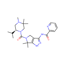 CC(C)[C@H]1CN(C)C(C)(C)CN1C(=O)N1Cc2c(NC(=O)c3ccccn3)n[nH]c2C1(C)C ZINC000114184497