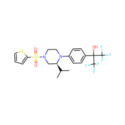 CC(C)[C@H]1CN(S(=O)(=O)c2cccs2)CCN1c1ccc(C(O)(C(F)(F)F)C(F)(F)F)cc1 ZINC000103238935